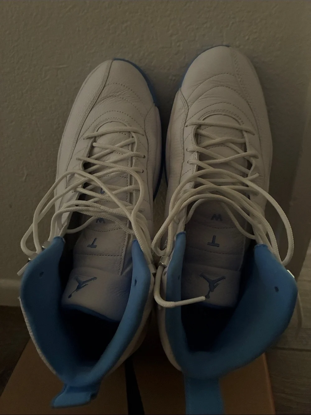 Jordan Men's White and Light Blue High-Top Basketball Sneakers